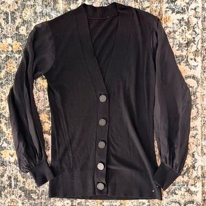 Catherine Malandrino Black Cardigan With Sheer Sleeves